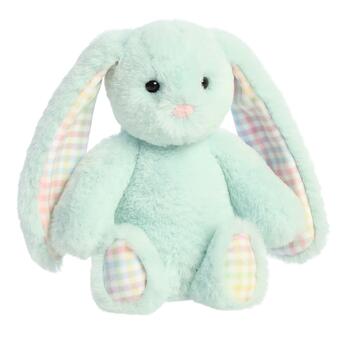 AURORA Rainbow Gingham Bunnies Plīša piparmētru zaļš  trusis, 18 cm (201030F)