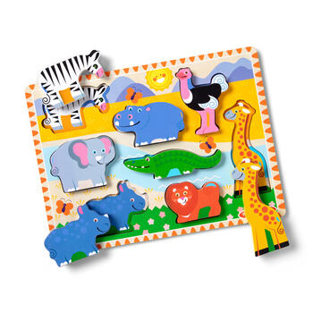 MELISSA & DOUG Safari puzle ar lieliem gabaliem (6073071)