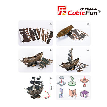 CUBICFUN 3D пазл Корабль Месть королевы Анны (T4005H)