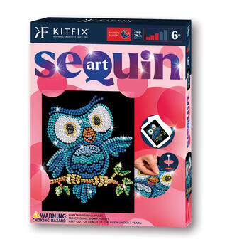 KITFIX Amatniecības komplekts Sequin Art Red spīdumiņu māksla, Pūce Ozzijs (FP2413)