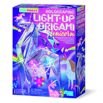 4M KidzMaker DIY komplekts Hologrāfiskais origami vienradzis ar gaismiņām (00-04776)