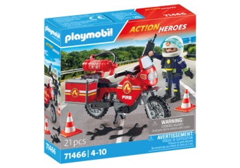 PLAYMOBIL ACTION HEROES Fire Motorcycle & Oil Spill Incident 71466 (71466P)