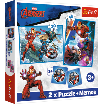 TREFL AVENGERS Puzles komplekts 30 gab + 48 gab + 24 memo (93333T)