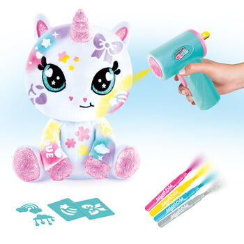 AIRBRUSH PLUSH Plīša DIY komplekts Vienradzis ar aerogrāfu, 25 cm (AIR088)