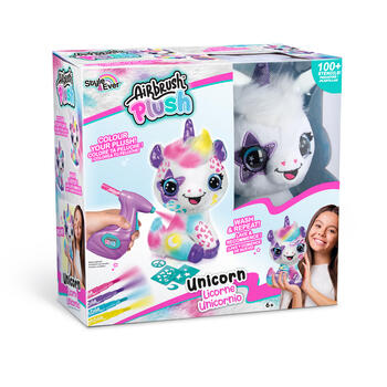 AIRBRUSH PLUSH Plīša DIY komplekts Vienradzis ar aerogrāfu, 25 cm (228CL)
