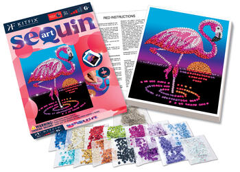 KITFIX Amatniecības komplekts Sequin Art Red spīdumiņu māksla, Flamingo Frenkijs (FP2419)