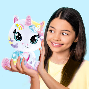 AIRBRUSH PLUSH Plīša DIY komplekts Vienradzis ar aerogrāfu, 25 cm (AIR088)