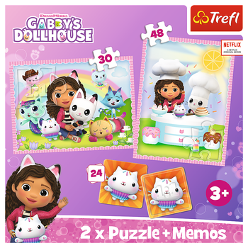 TREFL GABBY´S DOLLHOUSE Puzles komplekts 30 gab + 48 gab + 24 memo (93382T)