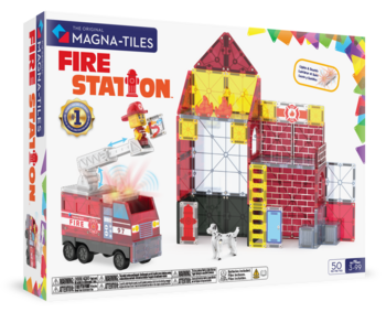 MAGNA-TILES Magnētiskais konstruktors Ugunsdzēsēju stacija, 50 gab. (252050FSMT)
