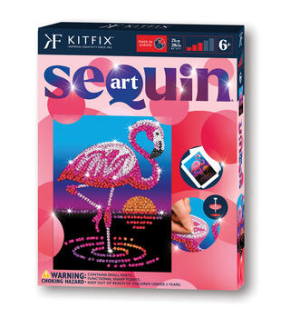 KITFIX Amatniecības komplekts Sequin Art Red spīdumiņu māksla, Flamingo Frenkijs (FP2419)