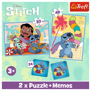 TREFL DISNEY STITCH Комплект пазлов 30 шт. + 48 шт. + 24 мемо (93585T)
