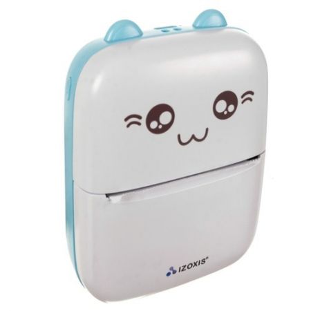 Мини портативный принтер Котик USB голубой (P22272)