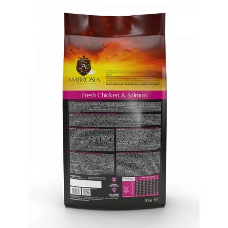 Ambrosia Беззерновой сухой корм для щенков с курицей и лососем Grain Free Growth for Large Breeds Puppy and Junior Fresh Chicken & Salmon 12kg (5214000583790)