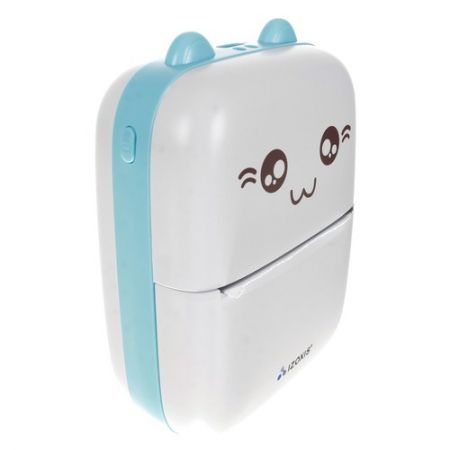 Мини портативный принтер Котик USB голубой (P22272)