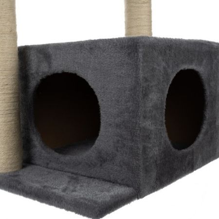 Kaķu māja - koks ar stabiem 71 cm pelēka (P21712)