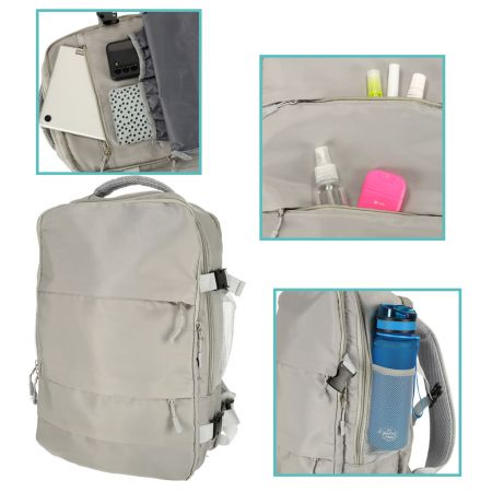 Рюкзак для путешествий, для самолета, водонепроницаемый, USB 45x16x28см серый (4108_1)