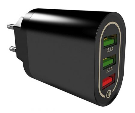 Быстрое сетевое зарядное устройство USB Quick 18W черное PPLP37D