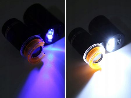 Карманный микроскоп 60x LED UV черный (P09169)