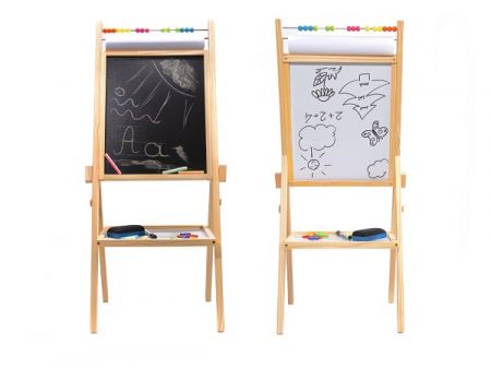 Divpusējs tāfele ar krītiņiem, magnētiem un zīmēšanas papīru 90cm (6489)