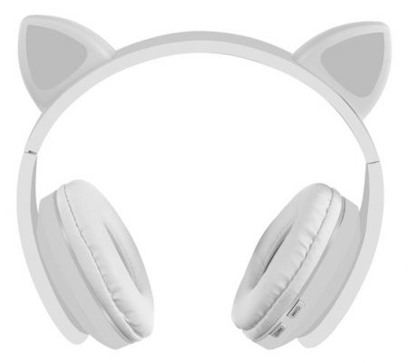 Беспроводные наушники Bluetooth Котик белые (P16866)