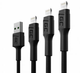 Green Cell USB Male - Lightning Male x 3 1.2m LED Backlight (KABGCSET04)