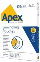 Laminēšanas plēve Fellowes APEX 100gab Glossy A4 LIGHT (6003201)