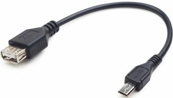 Kabelis Gembird OTG USB Female - MicroUSB Male 0.15m Black (A-OTG-AFBM-03)