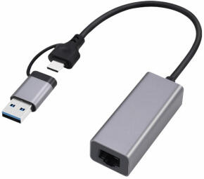Adapteris Gembird USB 3.1 + Type-C Gigabit Network Adapter Space Grey (A-USB3AC-LAN-01)