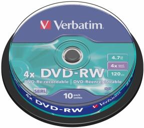 Matricas DVD-RW SERL Verbatim 4.7GB 4x 10 Pack Spindle (43552V)