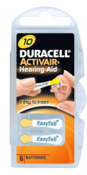 Battery Duracell Hearing Aid 10 (A10) Blister 6 pack (4043752397888)