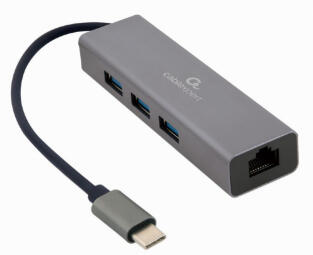 Gembird USB-C Gigabit network adapter with 3-port USB 3.1 hub (A-CMU3-LAN-01)