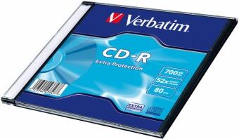Matricas CD-R Verbatim 700MB 1x-52x Extra protection, Single Wrap Slim (43347V)
