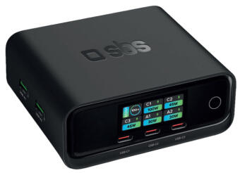 Lādētājs SBS Desk Charging Station with display 100W 5-Port (TETRST3C2ATFT100W)