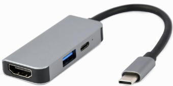 Dokstacija Gembird USB Type-C 3-in-1 Silver (A-CM-COMBO3-02)