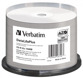 Matricas CD-R Verbatim 700MB 1x-52x DataLifePlus No ID 50 Pack Spindle (43756V)