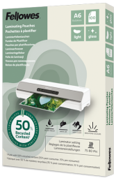 Laminēšanas plēves Fellowes Eco 100gab Gloss A6 (100143441)