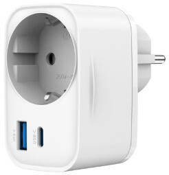 Lādētājs Gembird 2-port USB Fast Charger with Pass-through AC socket 20W White (TA-ACPDQC20-01-W)