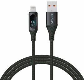 Kabelis Savio USB-A Male - Lightning Male with Digital Display 1m (CL-173)