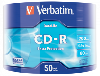 Matricas CD-R Verbatim Data Life 700MB 1x-52X Extra Protection 50 Pack Wrap Spindle (43787V)