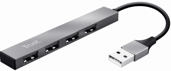 USB Centrmezgls Trust Halyx Aluminium 4-Port Mini USB Hub Silver (23786)