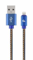 Gembird USB Male - Lightning Male Premium denim 1m Blue (CC-USB2J-AMLM-1M-BL)
