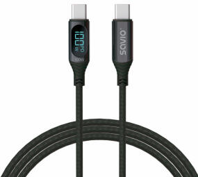 Kabelis Savio USB Type-C Male - USB Type-C Male with Digital Display 1m (CL-174)