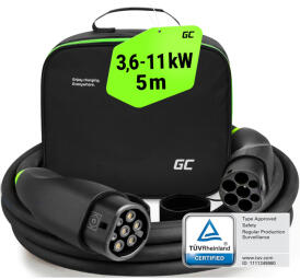 Elektroauto uzlādes kabelis Green Cell Snap Type 2 11kW 5m Type 2 - Type 2 (EVKABGC03)