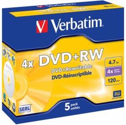 Matricas DVD+RW SERL Verbatim 4.7GB 4x 5 Pack Jewel (43229V)