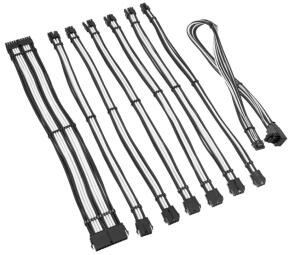 PSU kabeļu pagarinātāji Kolink Core Pro Braided Cable Extension Kit 12V-2x6 Type 1 - Jet Black/ White (COREPRO-EK-12VT1-BWH)