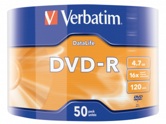 Matricas DVD-R Data Life Verbatim 4.7GB 16x 50 Pack Matt Silver Wrap Spindle (43791V)