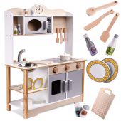 Детская MDF деревянная кухня с аксессуарами LULILO, 85см бежевая (5548)