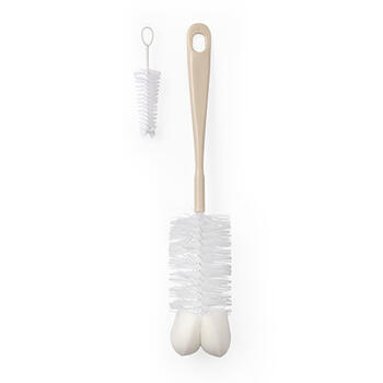 Щетка с губкой для бутылки+щёточка для соски BabyOno 720/04 beige