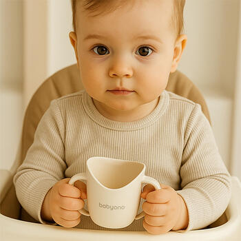 Эргономичная учебная кружка FLOW BabyOno 1463/09 beige
