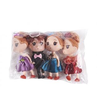 Leļļu komplekts:3 meitenes+1 puika (12 cm) 6361